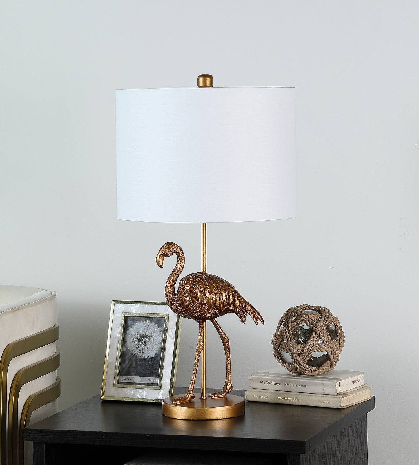 HomeRoots 26” Resin Flamingo Table Lamp in Antiqued Gold Finish