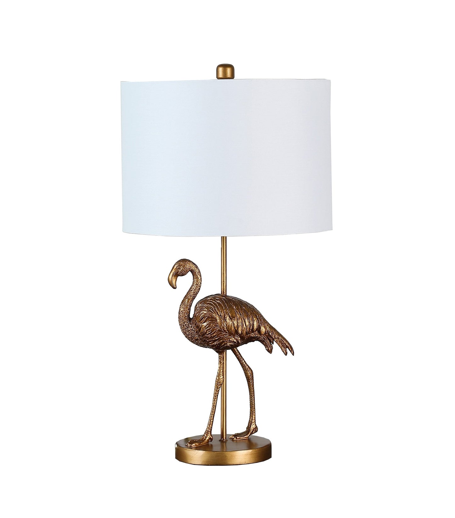 HomeRoots 26” Resin Flamingo Table Lamp in Antiqued Gold Finish