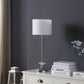 HomeRoots 26" Silver Metal Table Lamp With White Globe Shade
