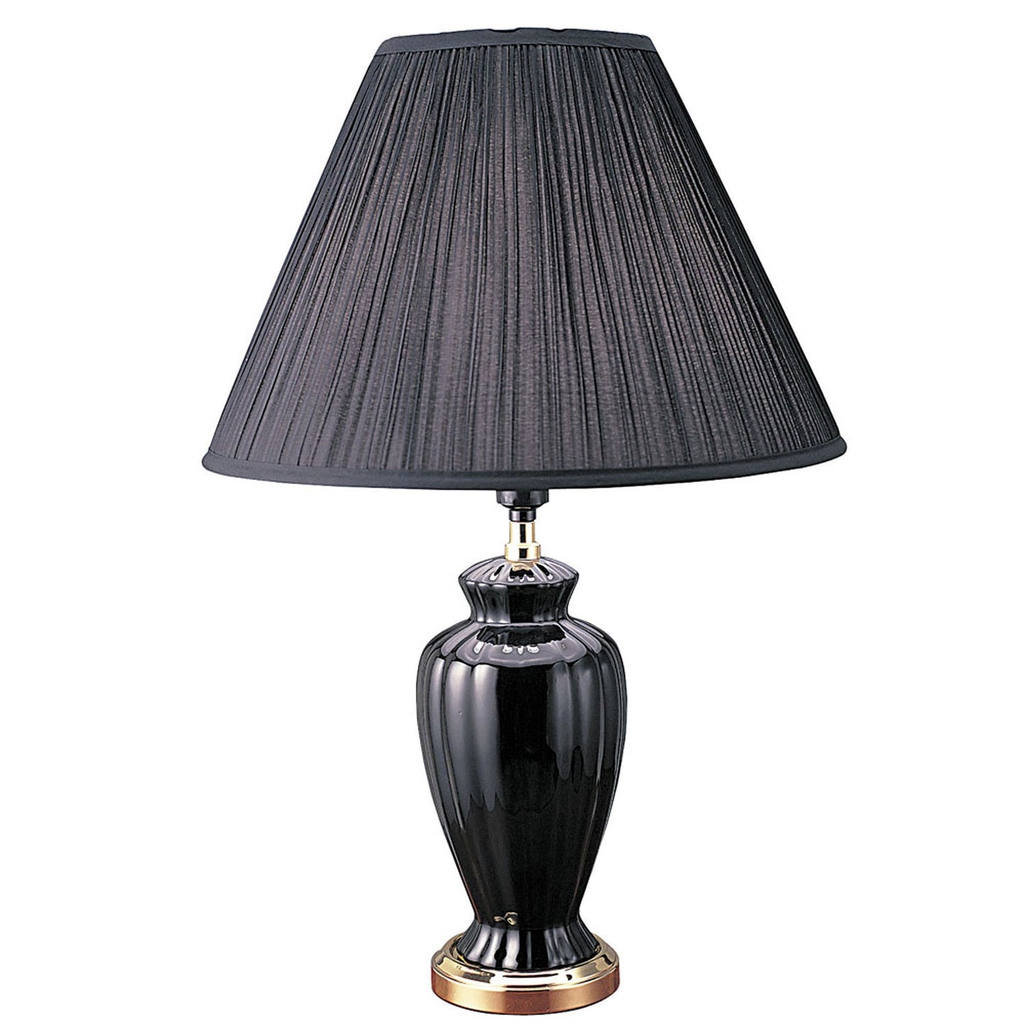 HomeRoots 26” Stylish Black Ceramic Urn Shape Table Lamp With Gold Base Finish