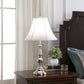 HomeRoots 26” Traditional Metal Table Lamp With White Shade in Brushed Nickel Finish