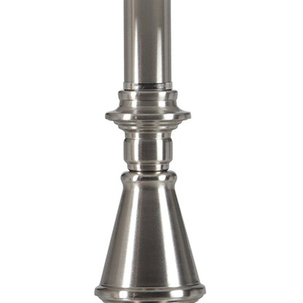 HomeRoots 26” Traditional Metal Table Lamp With White Shade in Brushed Nickel Finish