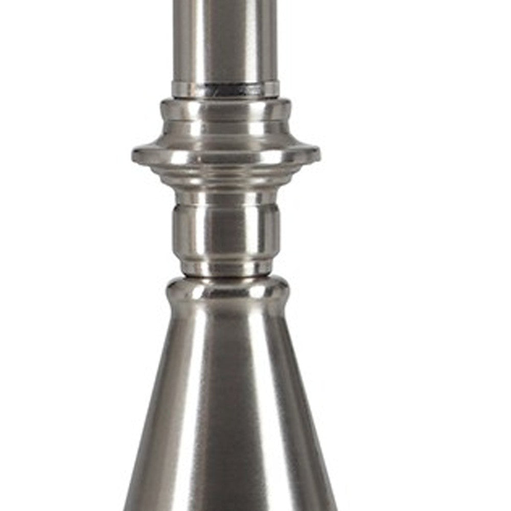 HomeRoots 26” Traditional Metal Table Lamp With White Shade in Brushed Nickel Finish