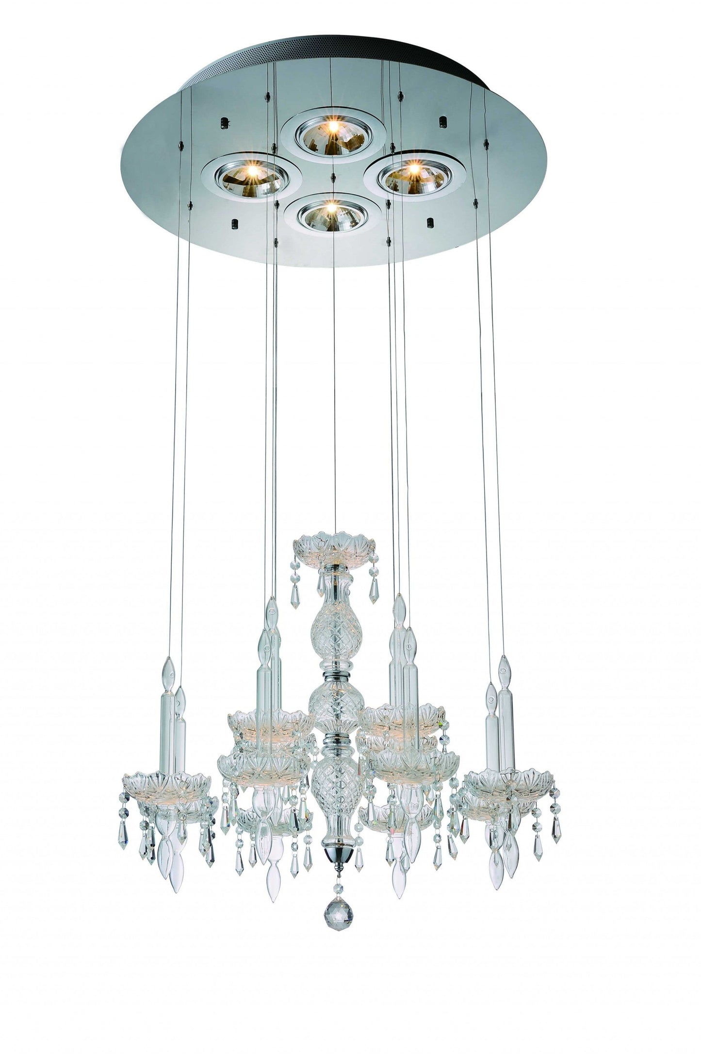HomeRoots 26" x 26" x 43" Pendant Lamp with Clear Crystal Glass Finish