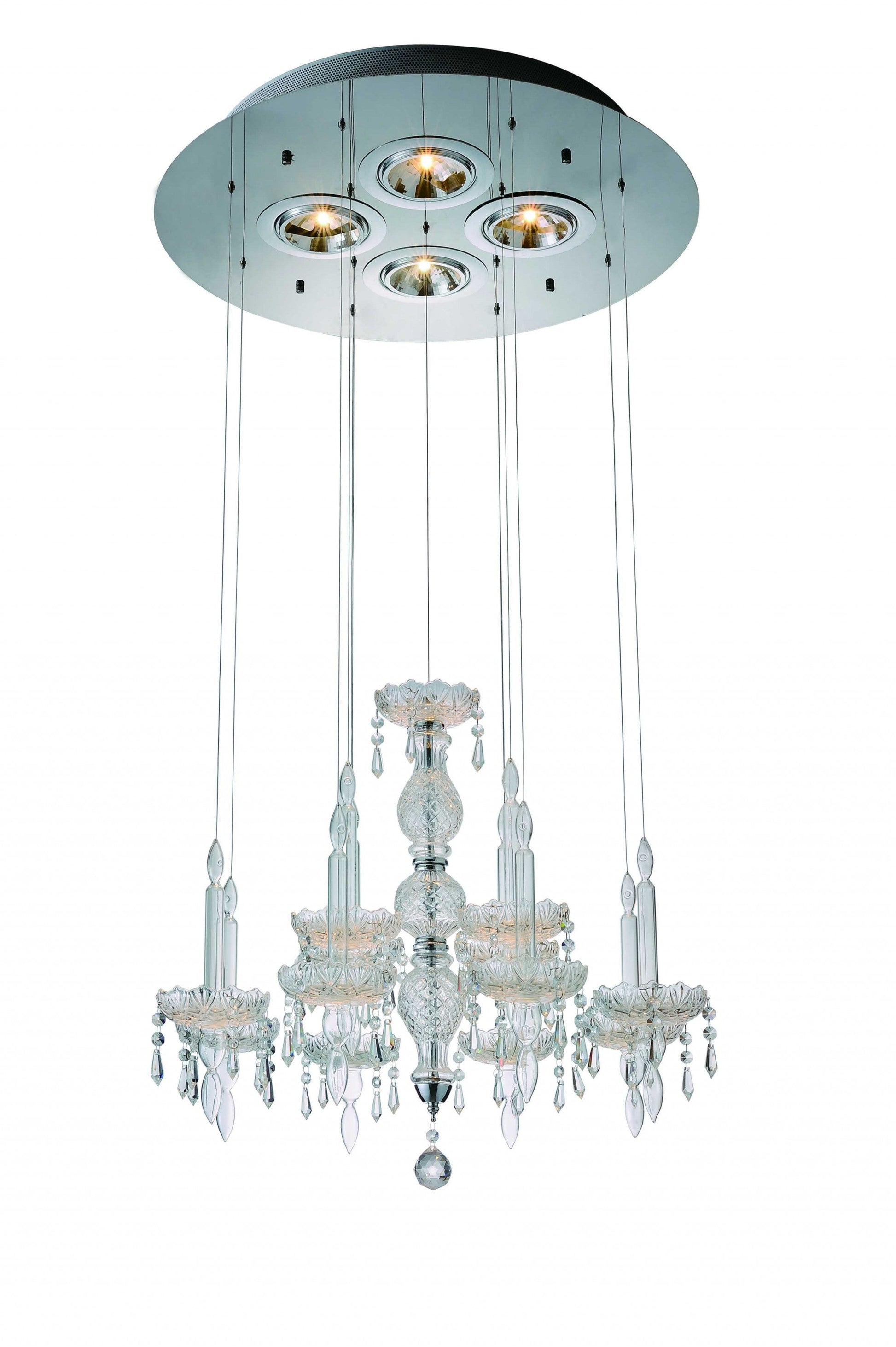 HomeRoots 26" x 26" x 43" Pendant Lamp with Clear Crystal Glass Finish