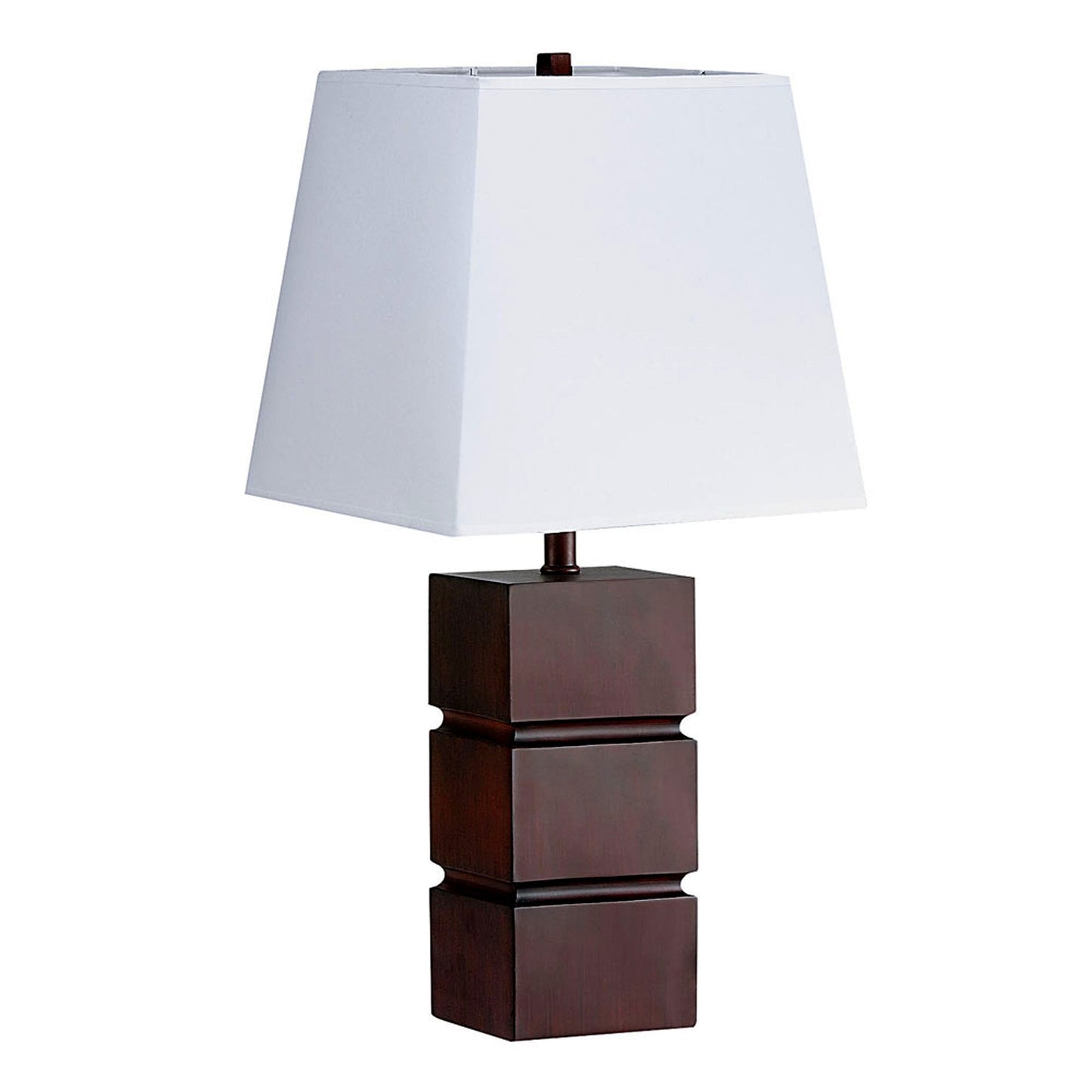 HomeRoots 27" Bedside Table Lamp With White Shade in Brown Finish