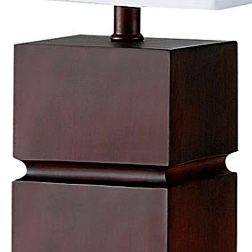 HomeRoots 27" Bedside Table Lamp With White Shade in Brown Finish