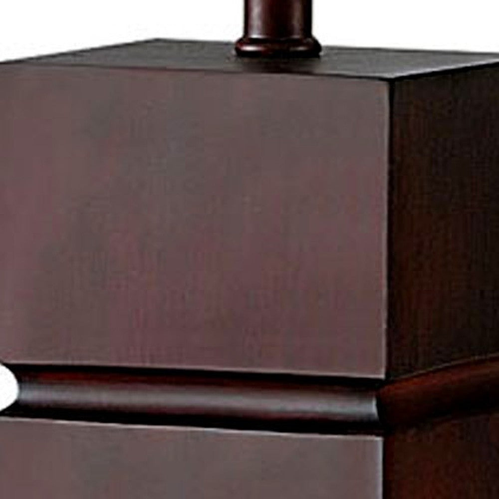 HomeRoots 27" Bedside Table Lamp With White Shade in Brown Finish