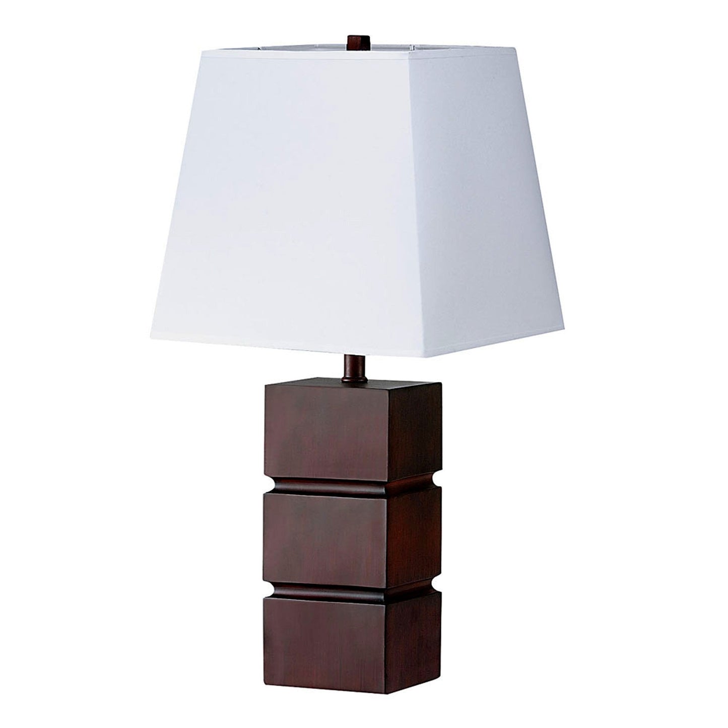 HomeRoots 27" Bedside Table Lamp With White Shade in Brown Finish