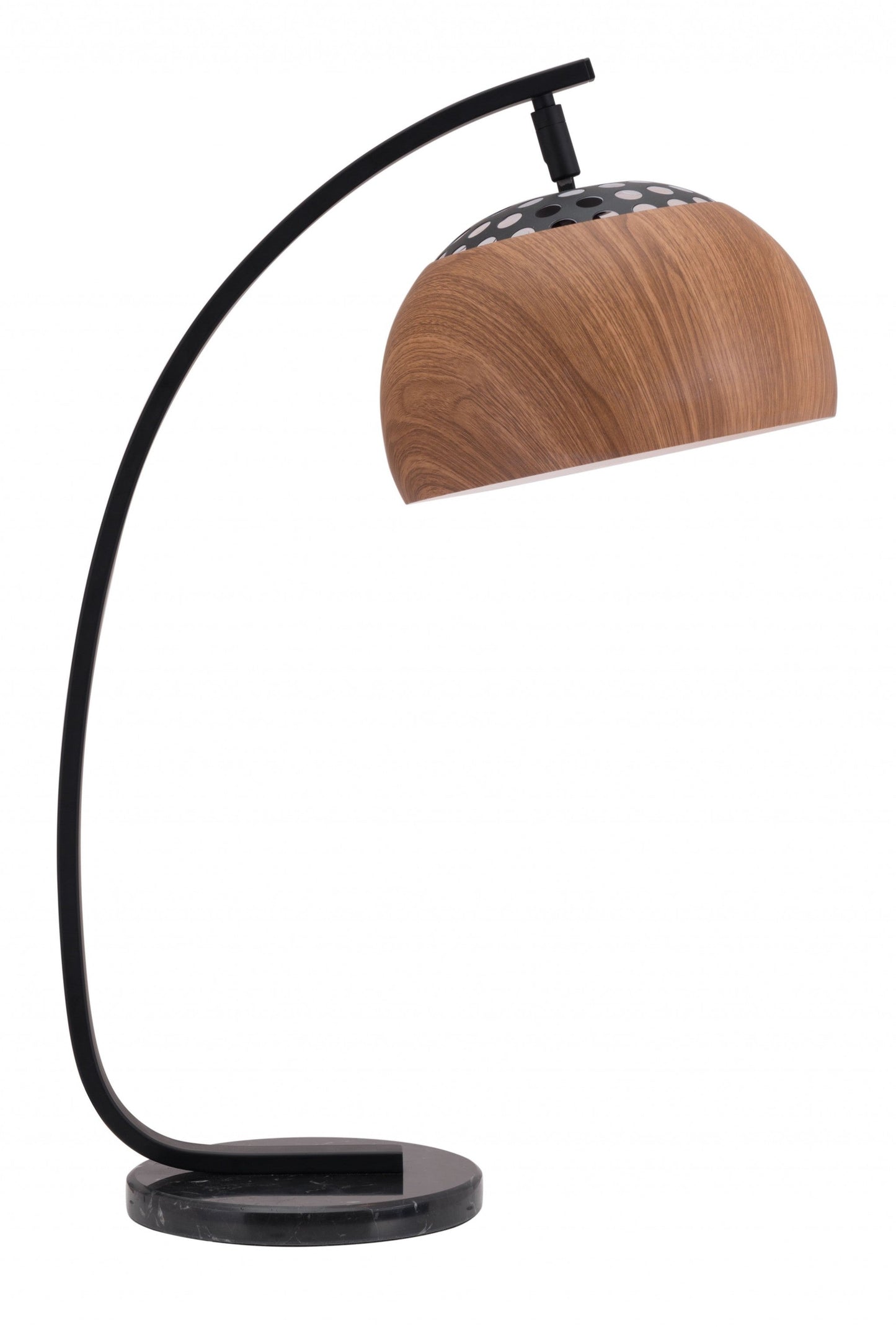 HomeRoots 27" Black Bedside Table Lamp With Brown Dome Shade