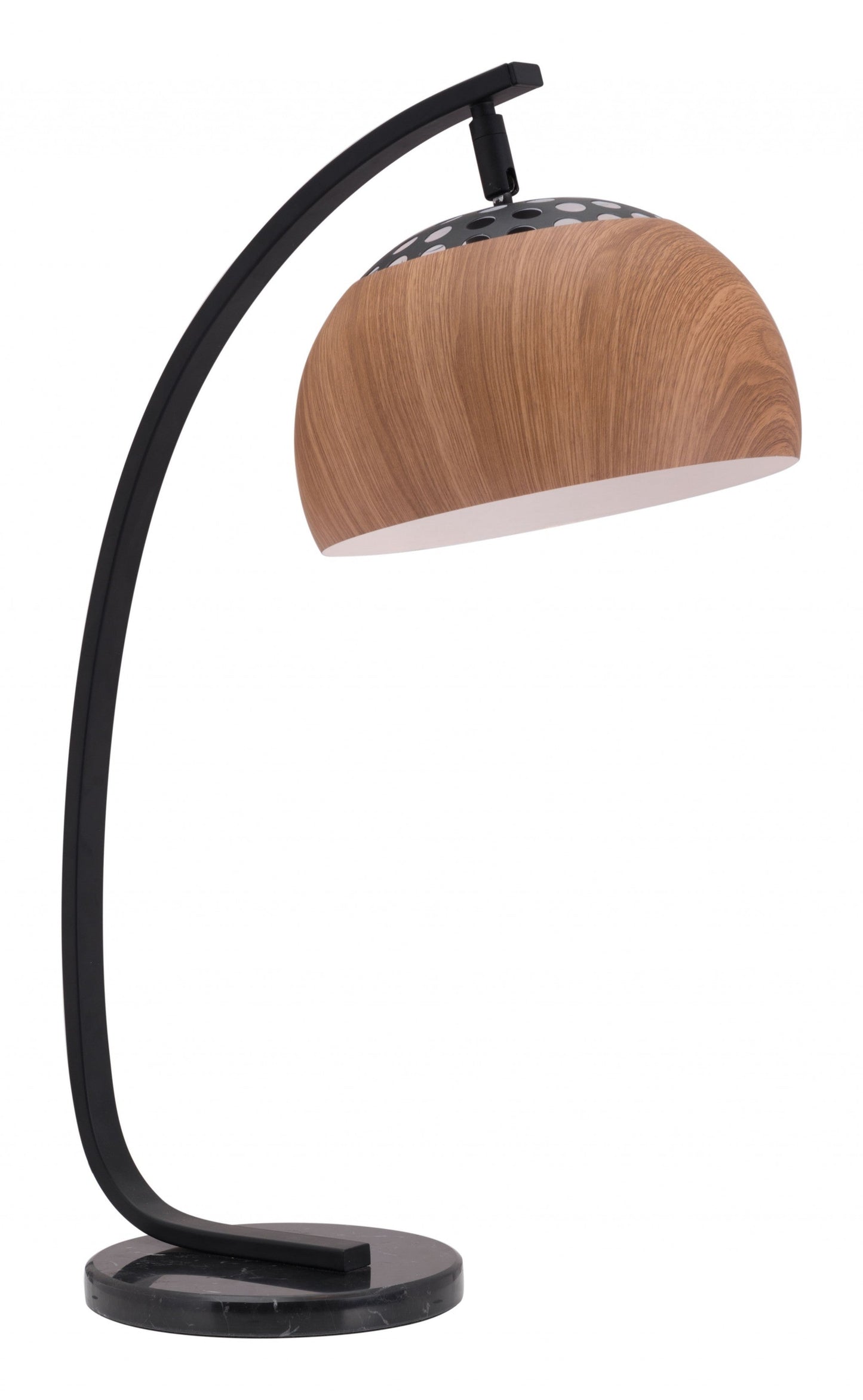HomeRoots 27" Black Bedside Table Lamp With Brown Dome Shade