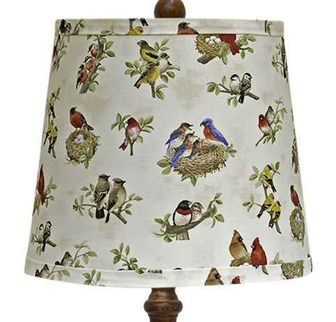 HomeRoots 27" Brown Table Lamp With Ivory And Blue Birds Empire Shade