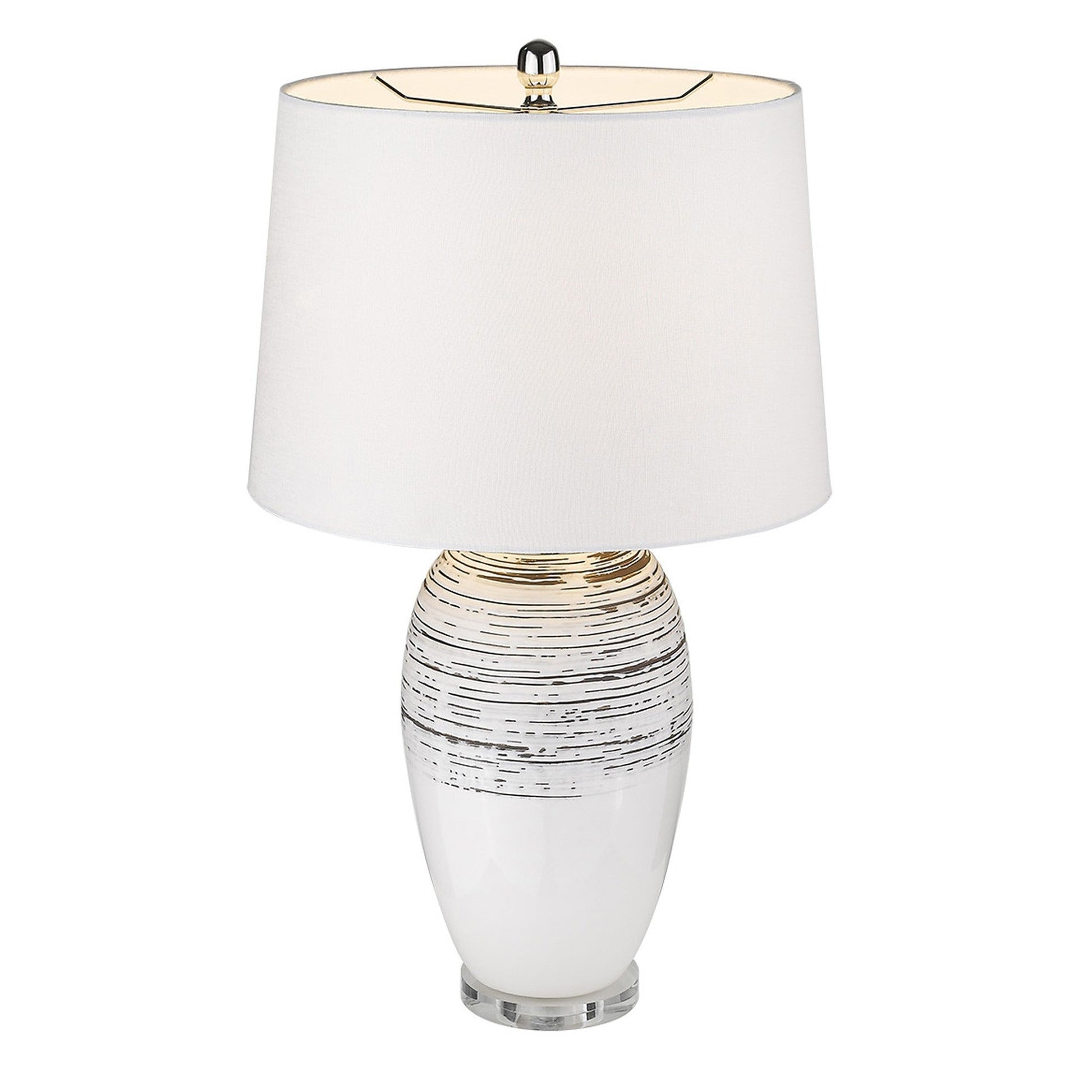 HomeRoots 27" Clear Ceramic Table Lamp With White Empire Shade