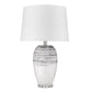 HomeRoots 27" Clear Ceramic Table Lamp With White Empire Shade