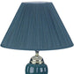 HomeRoots 27" Green Ceramic Bedside Table Lamp With Green Shade and Silver Finish