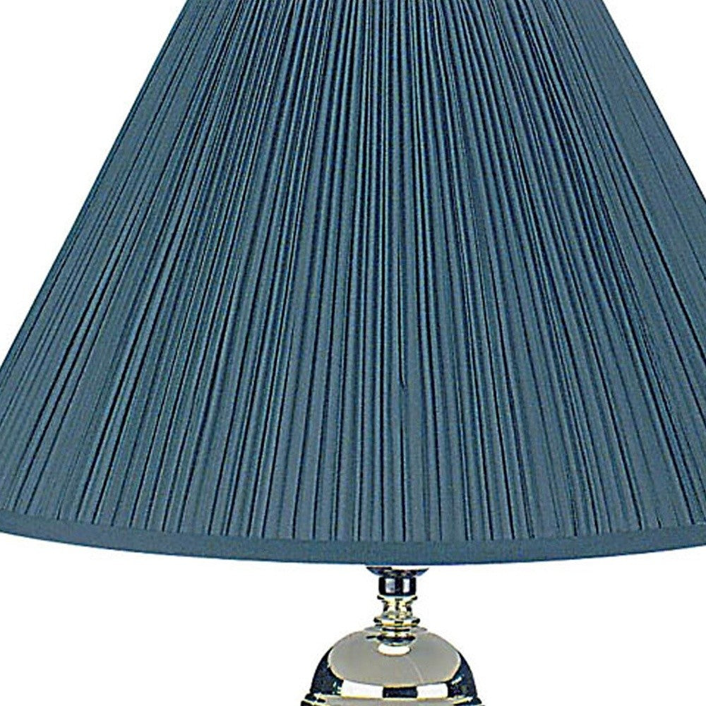 HomeRoots 27" Green Ceramic Bedside Table Lamp With Green Shade and Silver Finish