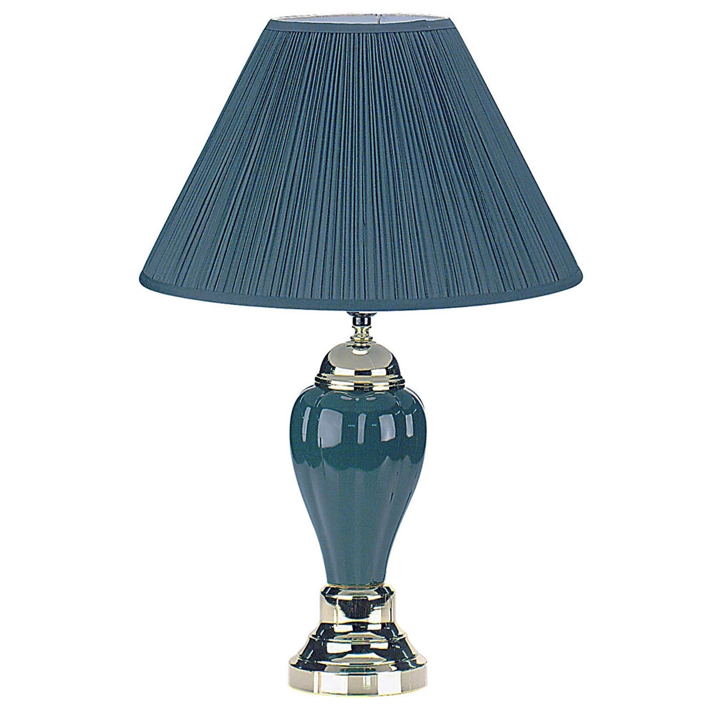 HomeRoots 27" Green Ceramic Bedside Table Lamp With Green Shade and Silver Finish