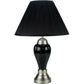 HomeRoots 27" Silver and Black Table Lamp With Black Shade Finish