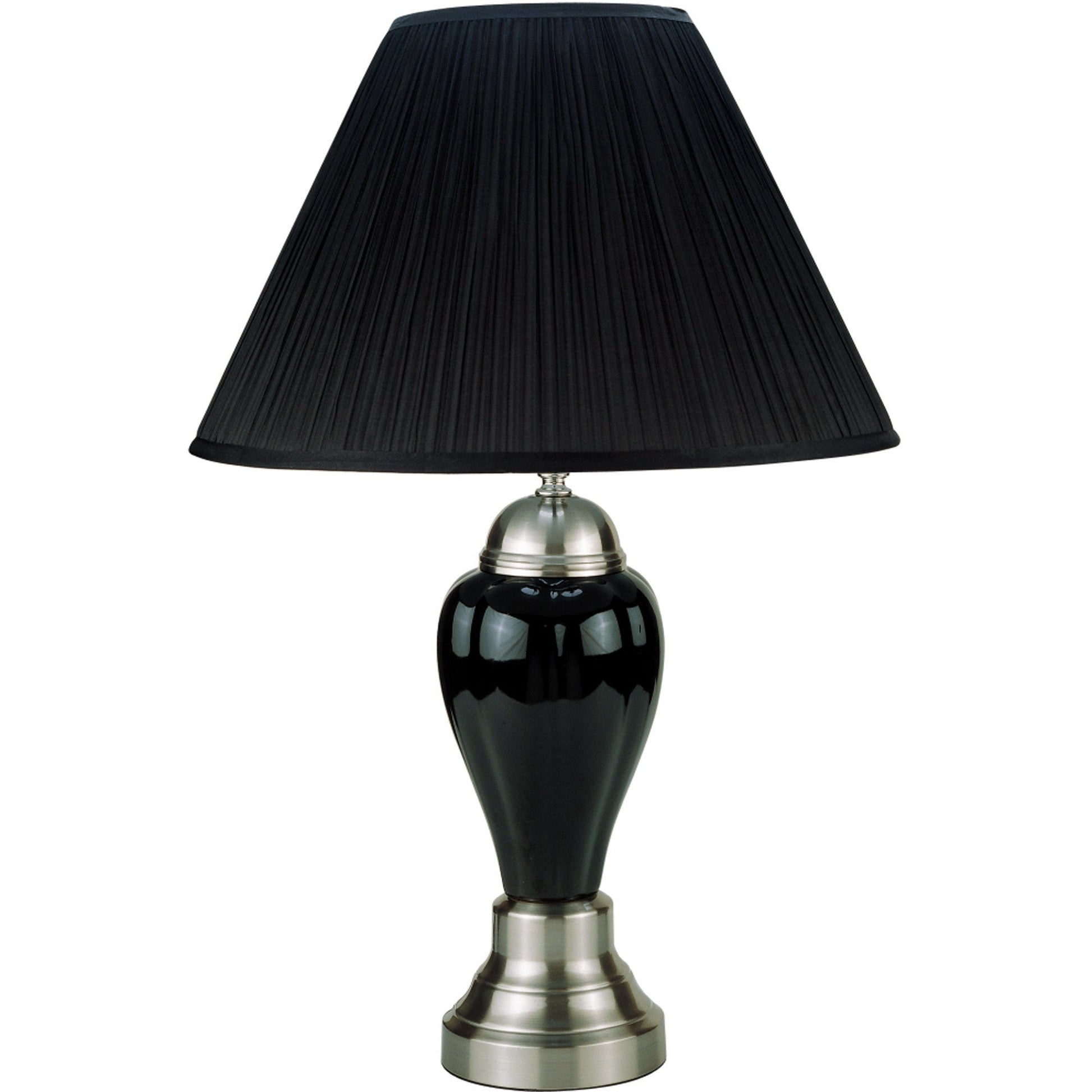 HomeRoots 27" Silver and Black Table Lamp With Black Shade Finish
