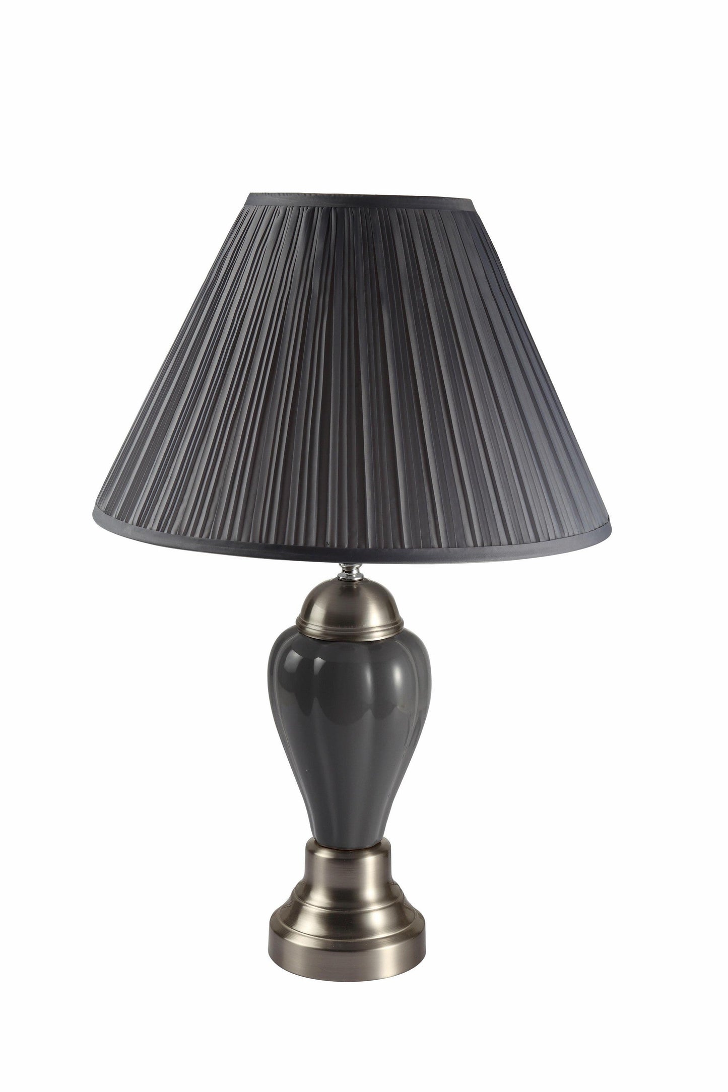 HomeRoots 27" Silver and Dark Gray Table Lamp with Dark Gray Shade