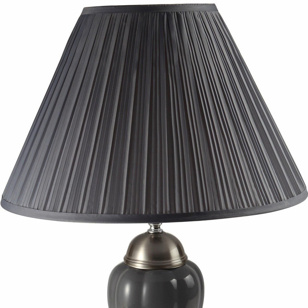 HomeRoots 27" Silver and Dark Gray Table Lamp with Dark Gray Shade