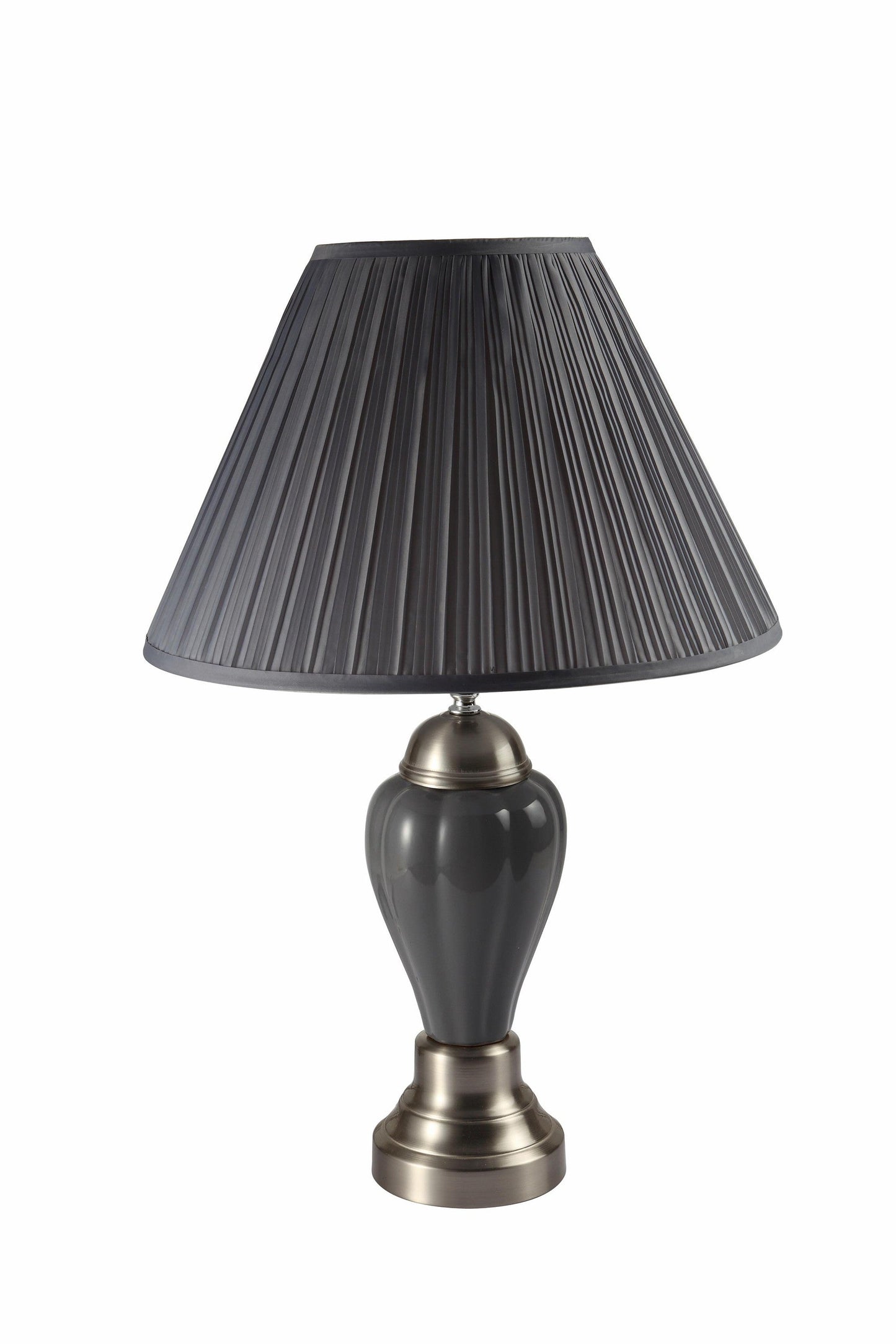 HomeRoots 27" Silver and Dark Gray Table Lamp with Dark Gray Shade