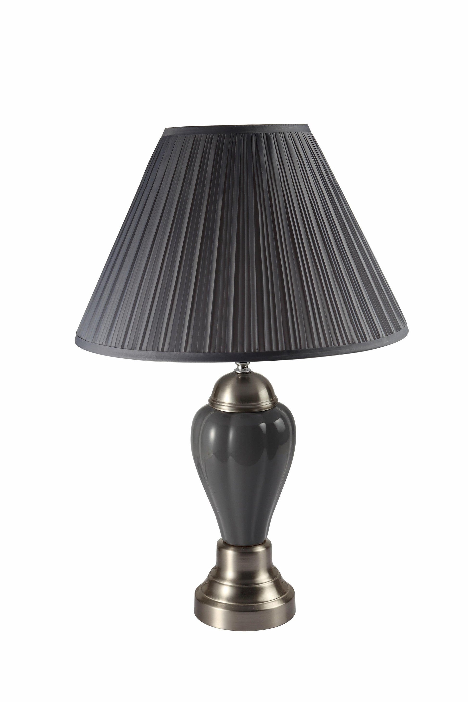 HomeRoots 27" Silver and Dark Gray Table Lamp with Dark Gray Shade