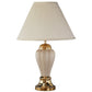 HomeRoots 27" Table Lamp With Pleated White Shade in Gold and Ivory Finish