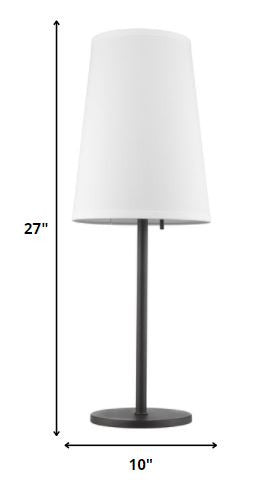 HomeRoots 27" Table Lamp With White Empire Shade and Black Metal Finish