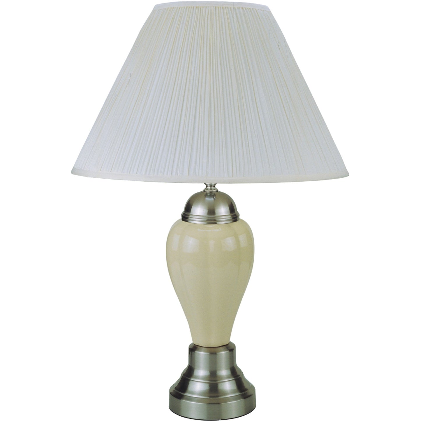HomeRoots 27" Table Lamp With White Shade in Silver and Ivory Finish