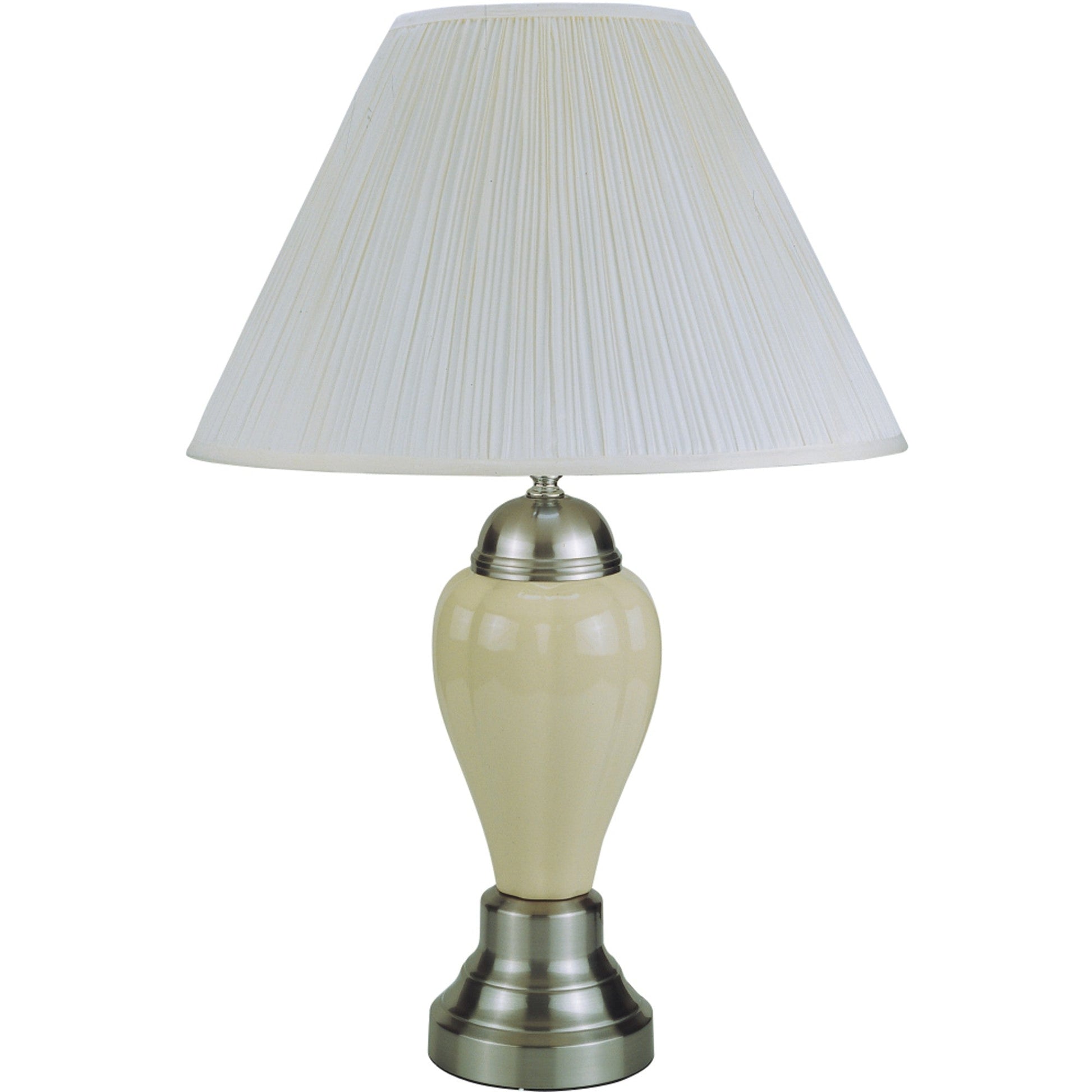 HomeRoots 27" Table Lamp With White Shade in Silver and Ivory Finish