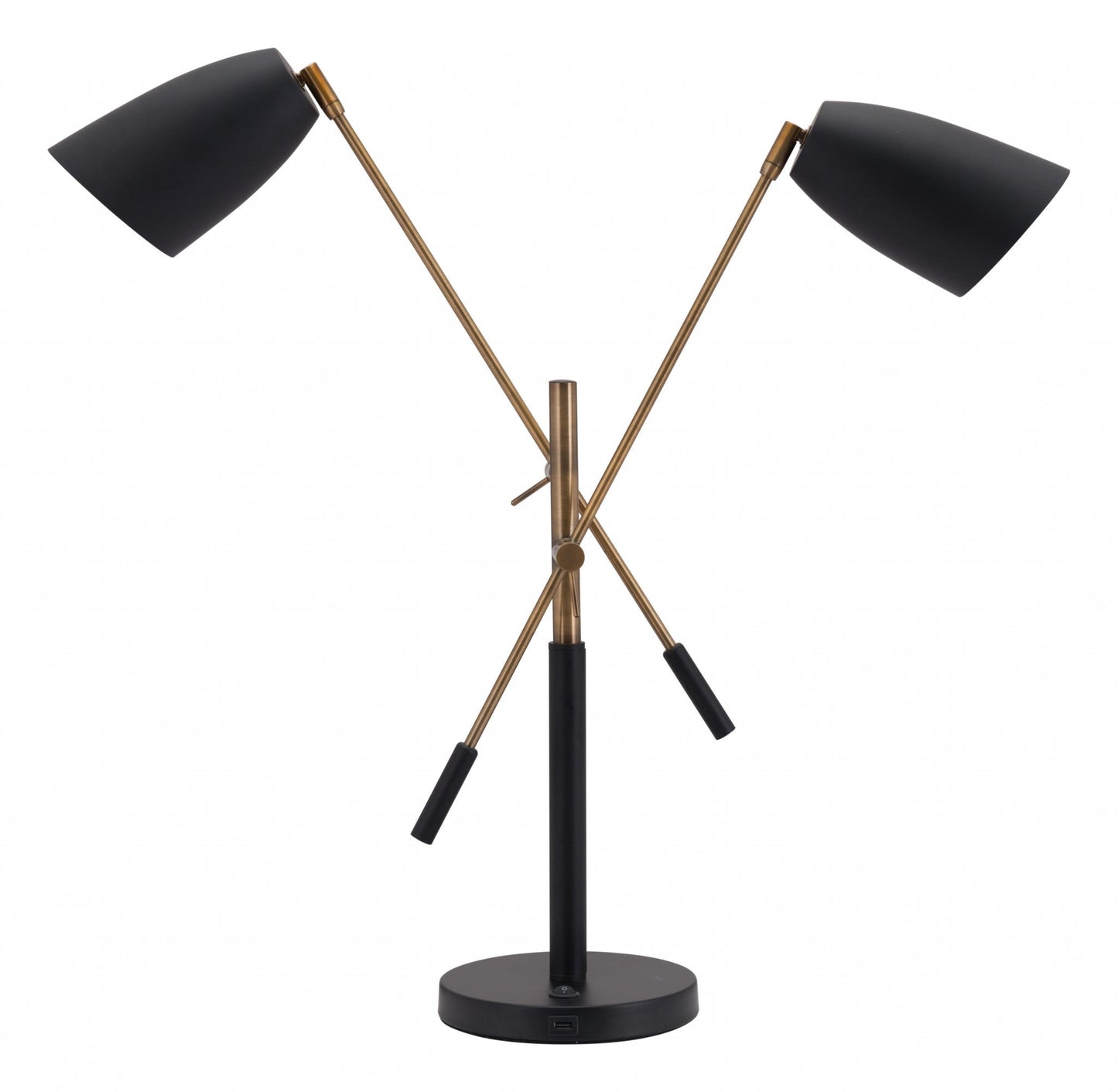 HomeRoots 28" Adjustable Table Lamp With Black and Gold Finish