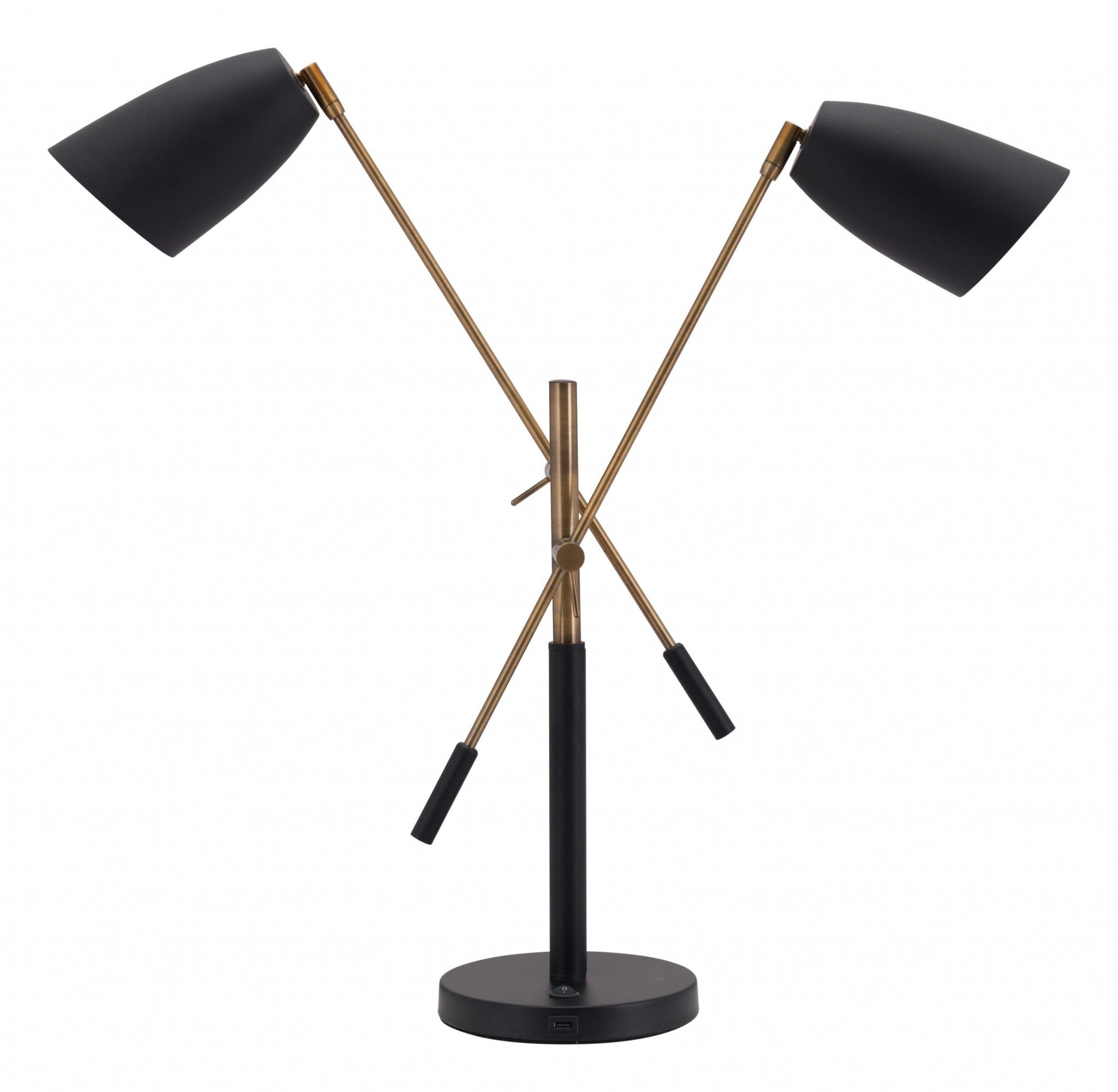 HomeRoots 28" Adjustable Table Lamp With Black and Gold Finish