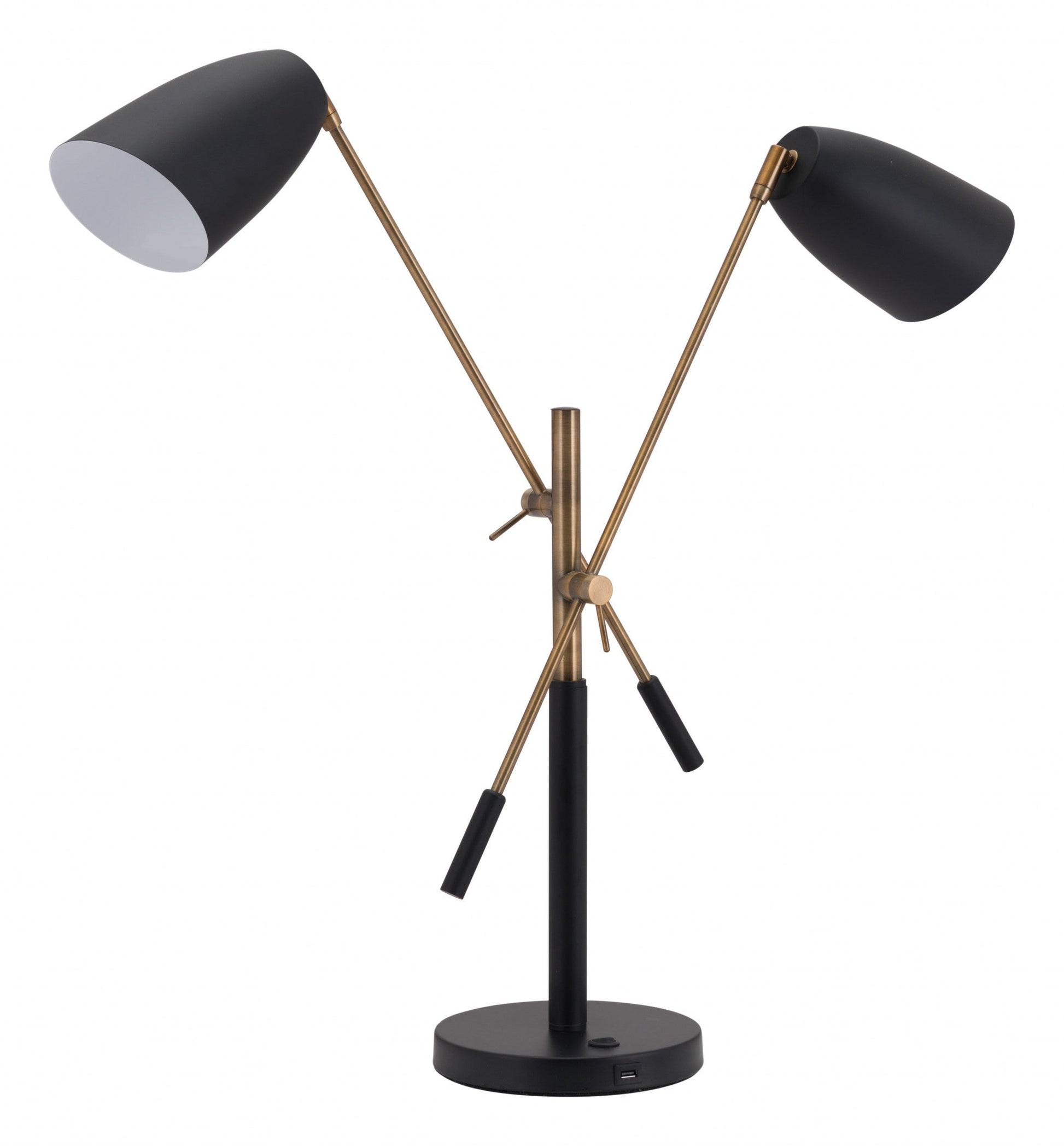 HomeRoots 28" Adjustable Table Lamp With Black and Gold Finish
