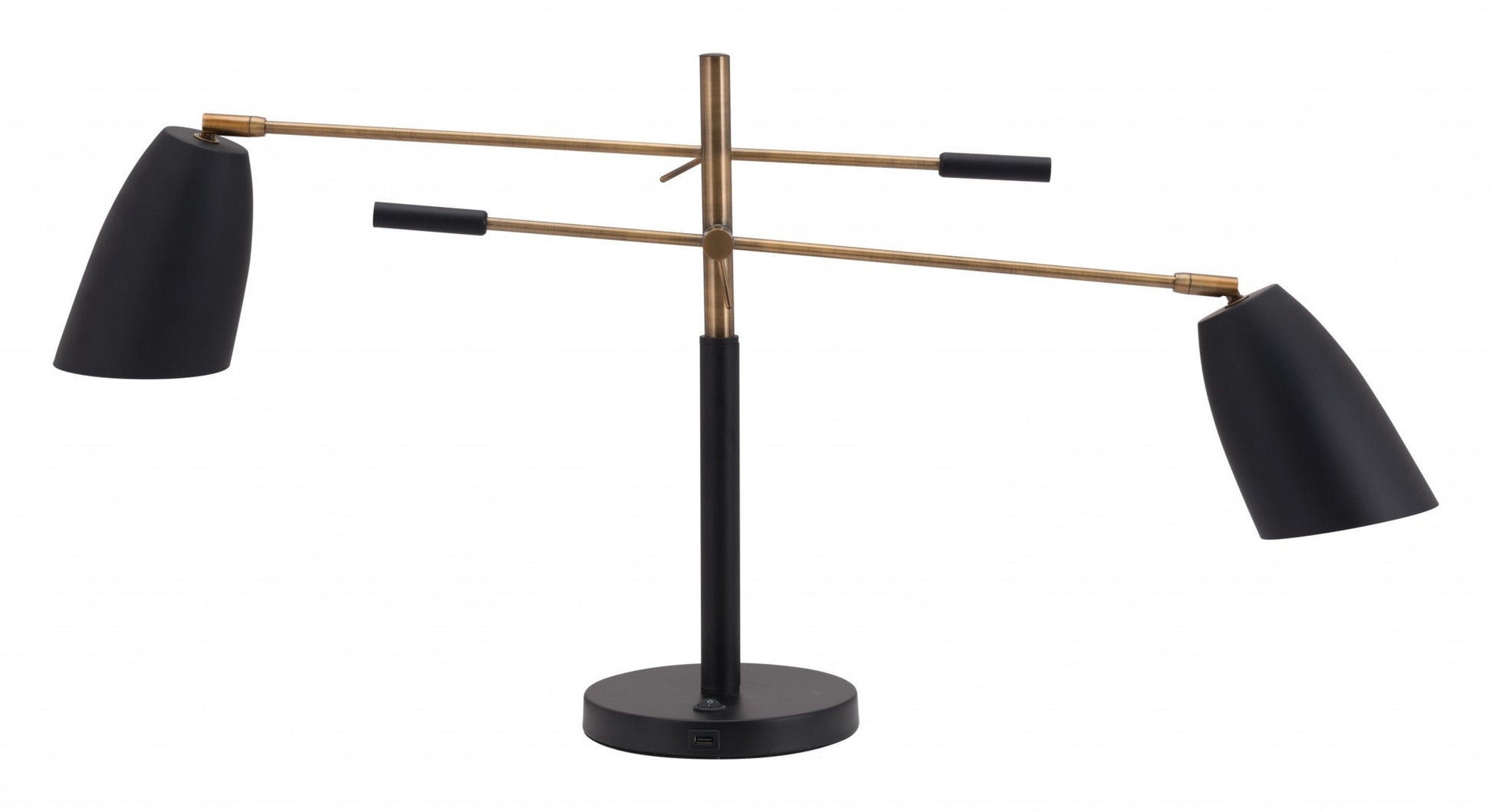 HomeRoots 28" Adjustable Table Lamp With Black and Gold Finish