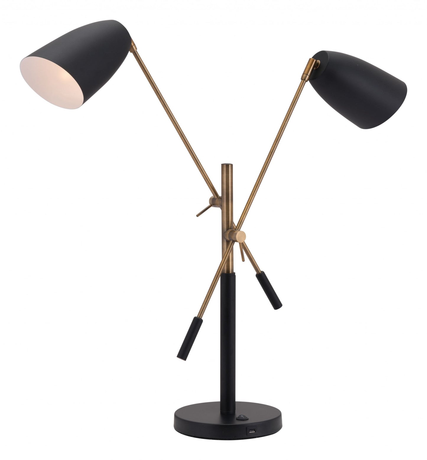 HomeRoots 28" Adjustable Table Lamp With Black and Gold Finish