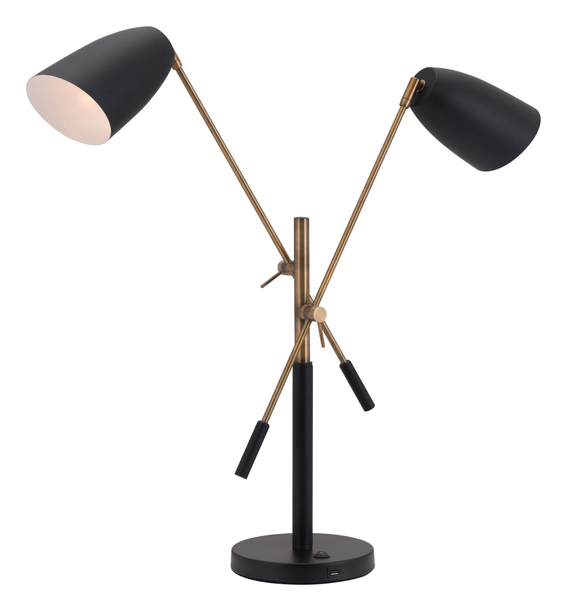 HomeRoots 28" Adjustable Table Lamp With Black and Gold Finish