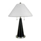 HomeRoots 28" Bedside Table Lamp With White Shade and Black Metal Finish