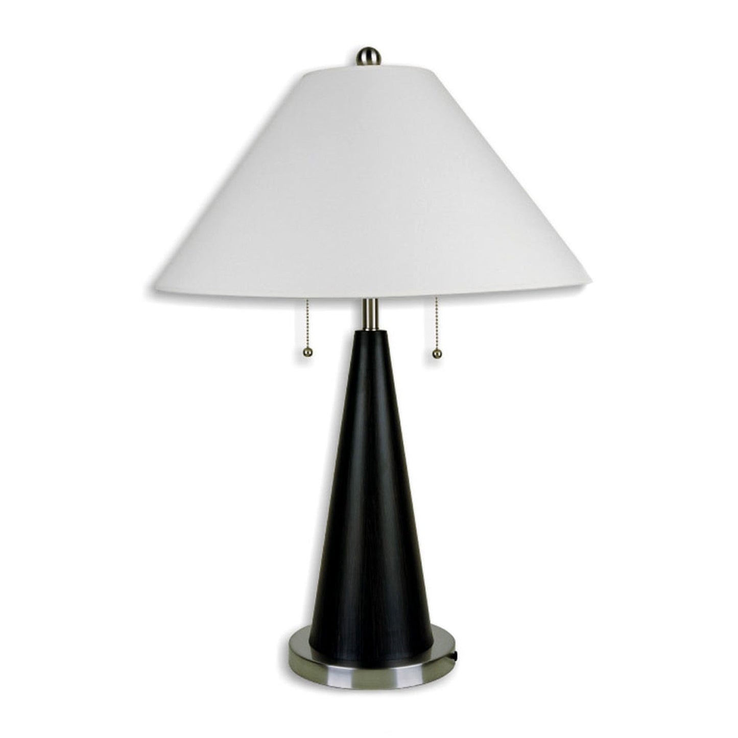 HomeRoots 28" Bedside Table Lamp With White Shade and Black Metal Finish