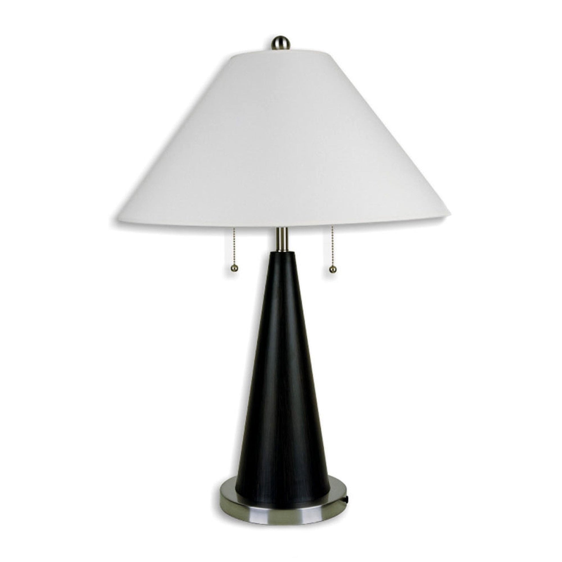 HomeRoots 28" Bedside Table Lamp With White Shade and Black Metal Finish