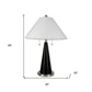 HomeRoots 28" Bedside Table Lamp With White Shade and Black Metal Finish