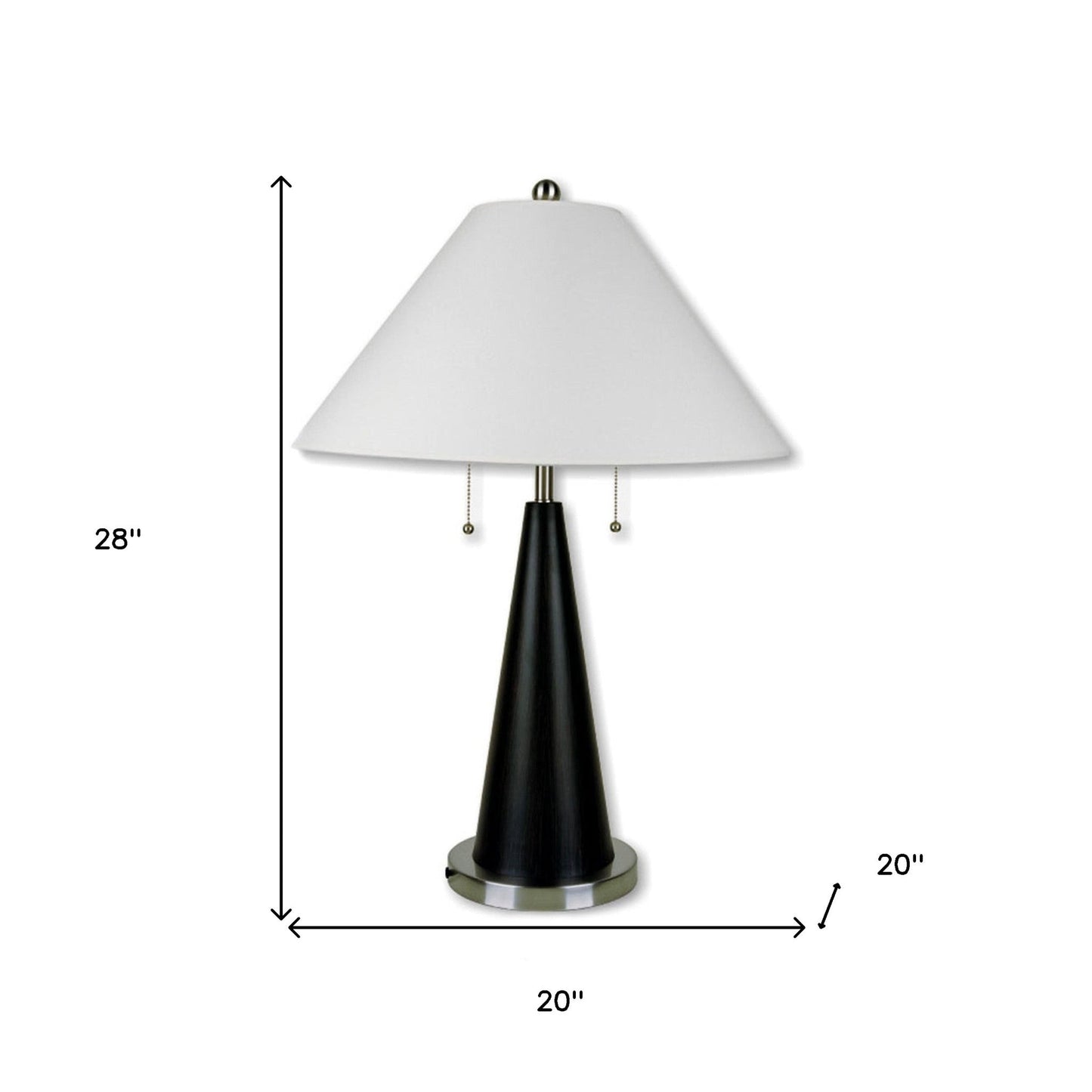 HomeRoots 28" Bedside Table Lamp With White Shade and Black Metal Finish