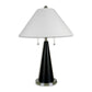 HomeRoots 28" Bedside Table Lamp With White Shade and Black Metal Finish