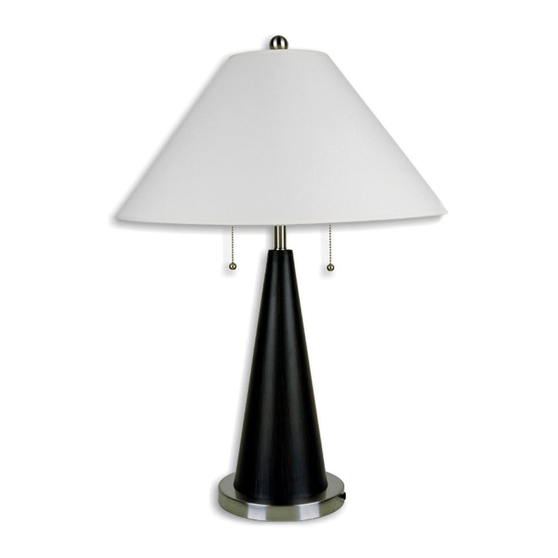 HomeRoots 28" Bedside Table Lamp With White Shade and Black Metal Finish