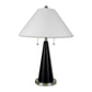 HomeRoots 28" Bedside Table Lamp With White Shade and Black Metal Finish
