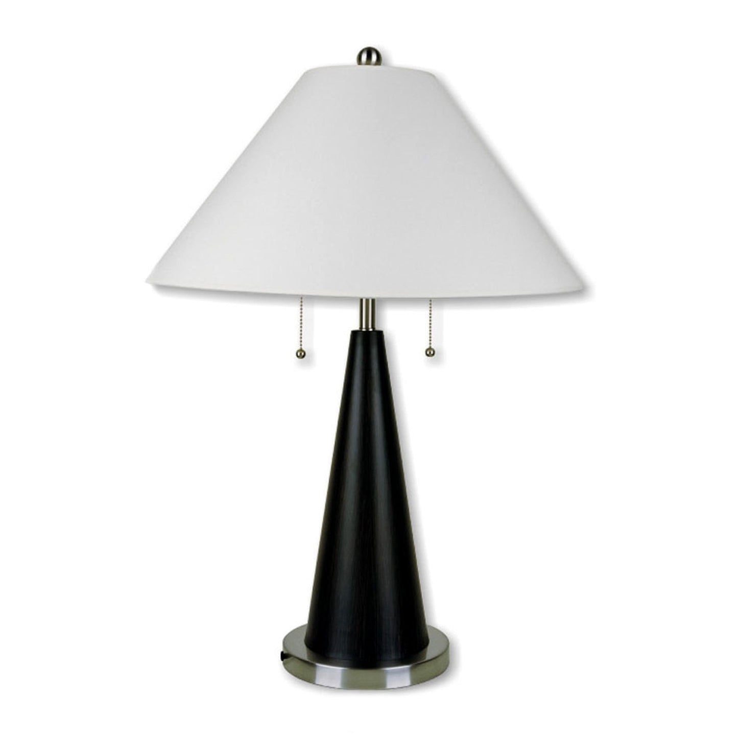 HomeRoots 28" Bedside Table Lamp With White Shade and Black Metal Finish