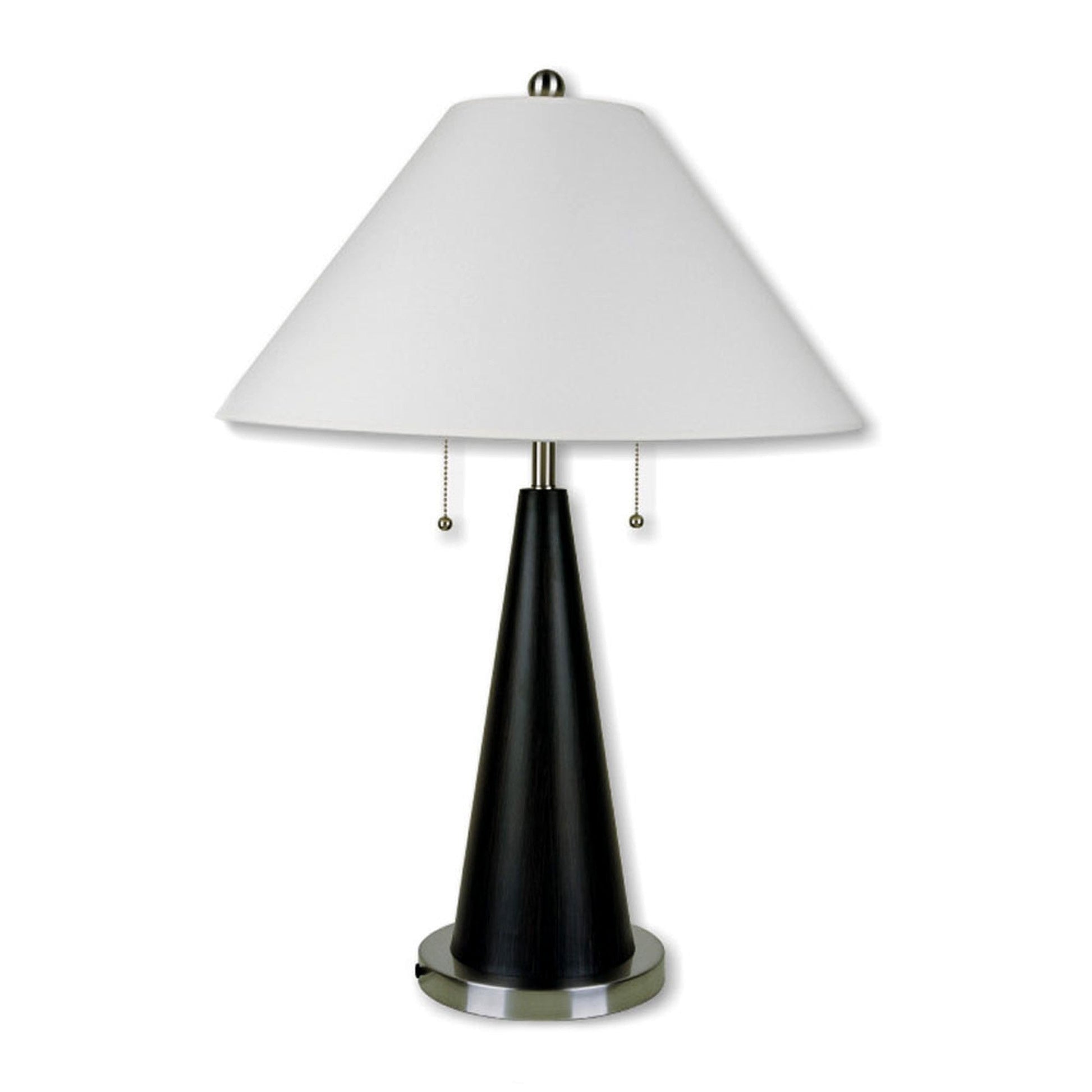 HomeRoots 28" Bedside Table Lamp With White Shade and Black Metal Finish
