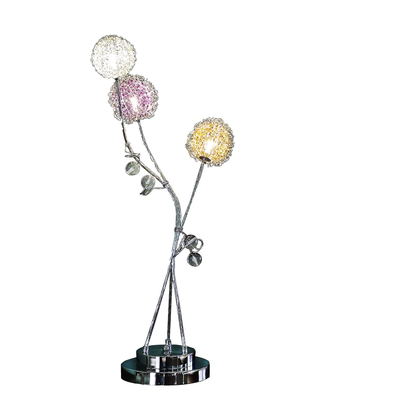 HomeRoots 28” Modern Three Light Floral Metal Table Lamp