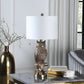 HomeRoots 28” Resin Owl Desk Lamp With Antiqued Silver Finish