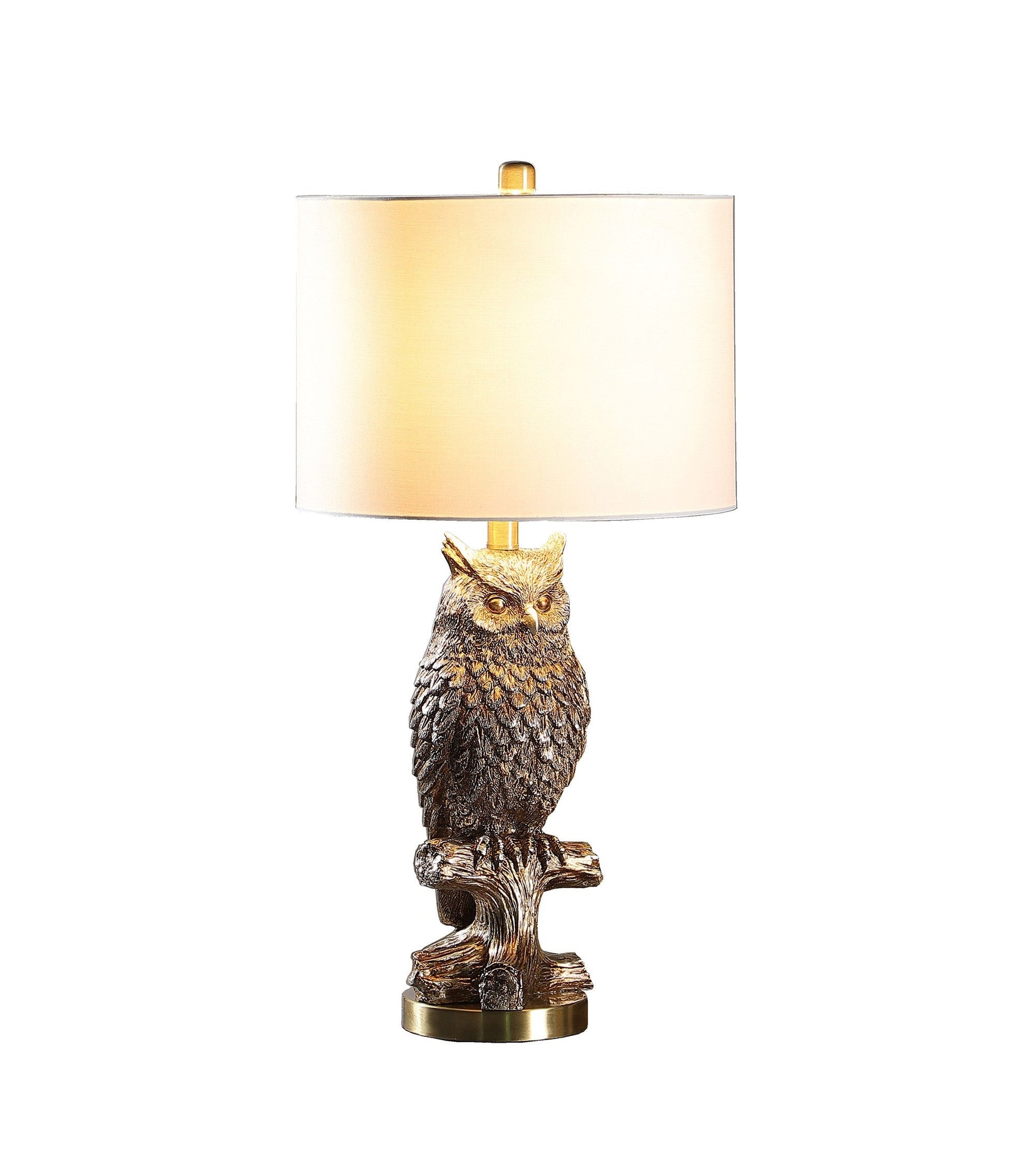 HomeRoots 28” Resin Owl Desk Lamp With Antiqued Silver Finish